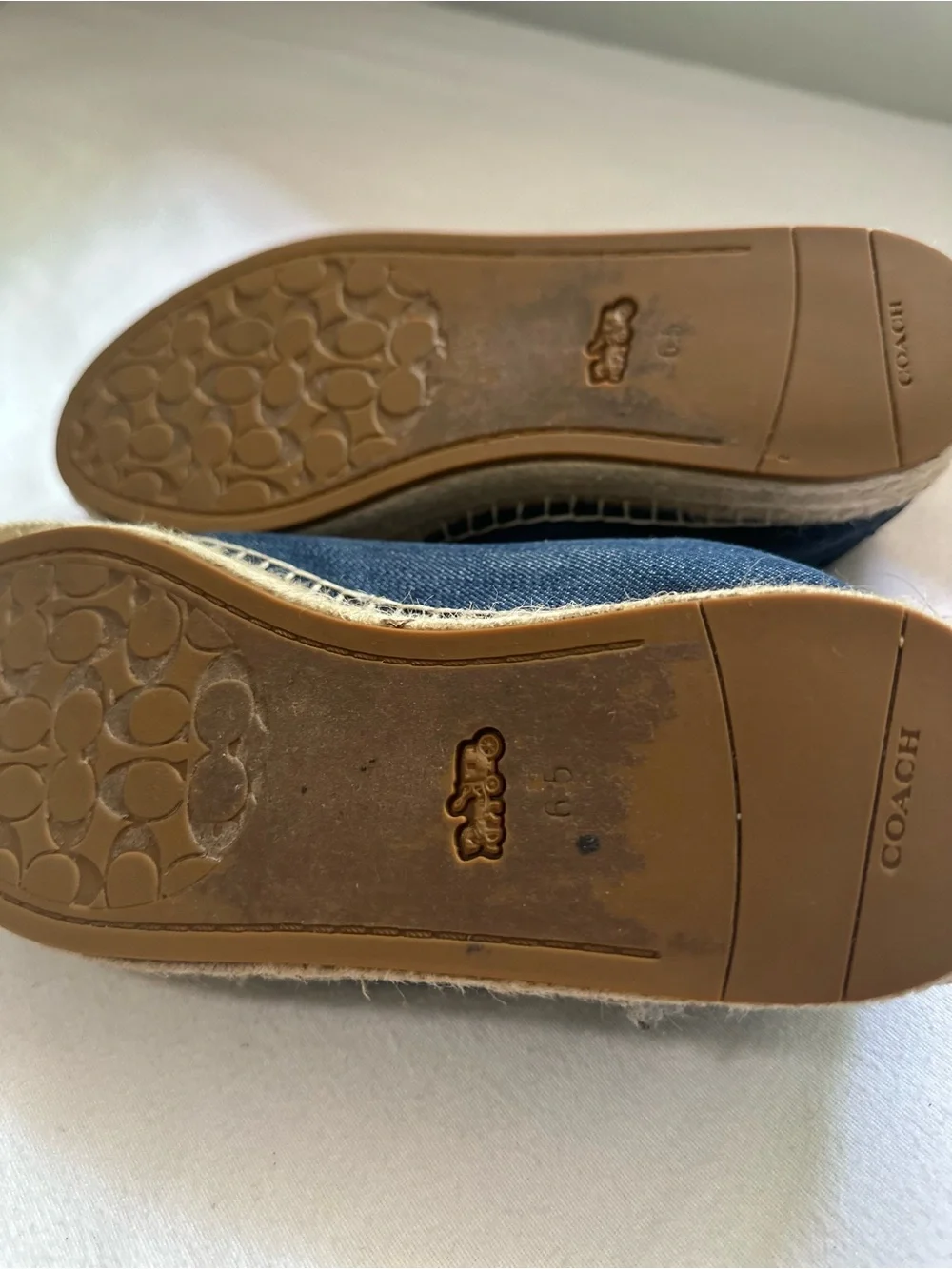 Coach Navy Denim Espadrille Sneakers with Cream Laces